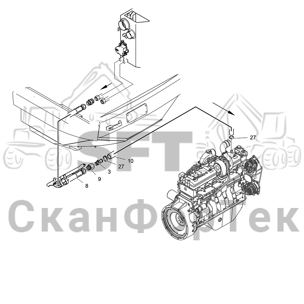 Обогревание кабины Без подогревателя гидравлического бака | СканФорТек