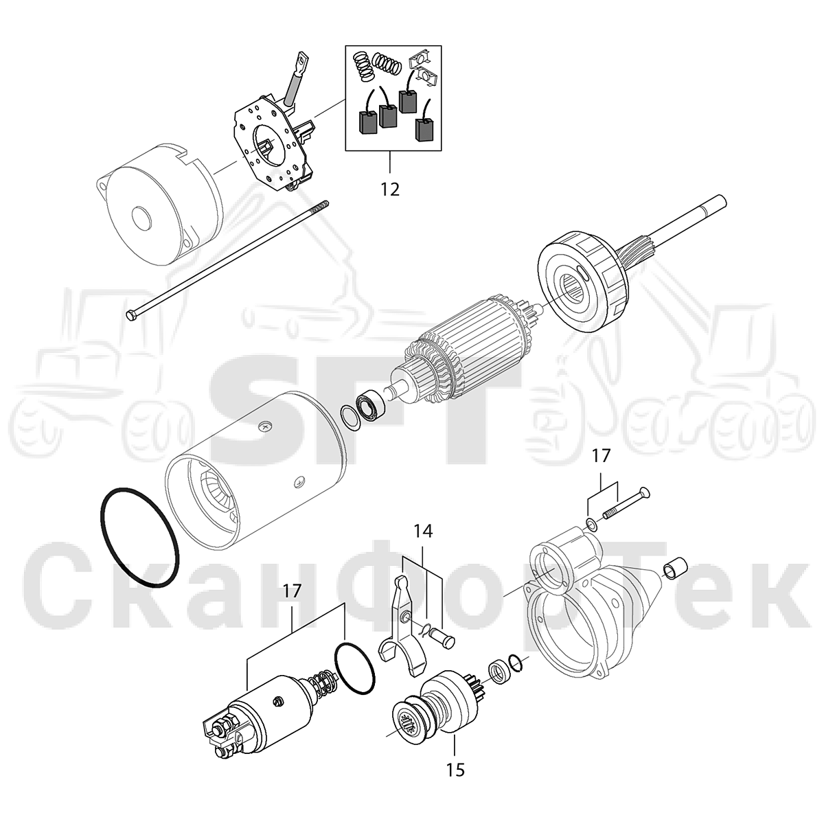 Запасные части электродвигателя стартера | СканФорТек