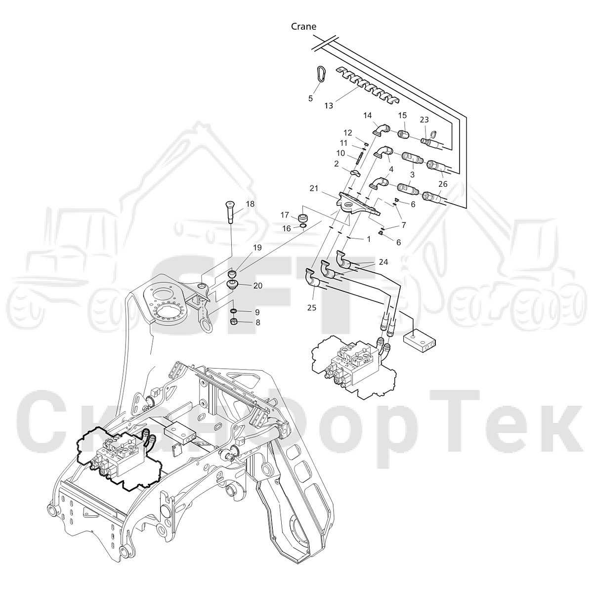 Гидравлическое оборудование головки подъемного крана CRH 24 | СканФорТек