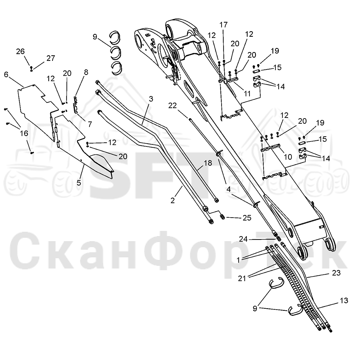 Основная стрела. Гидравлика | СканФорТек