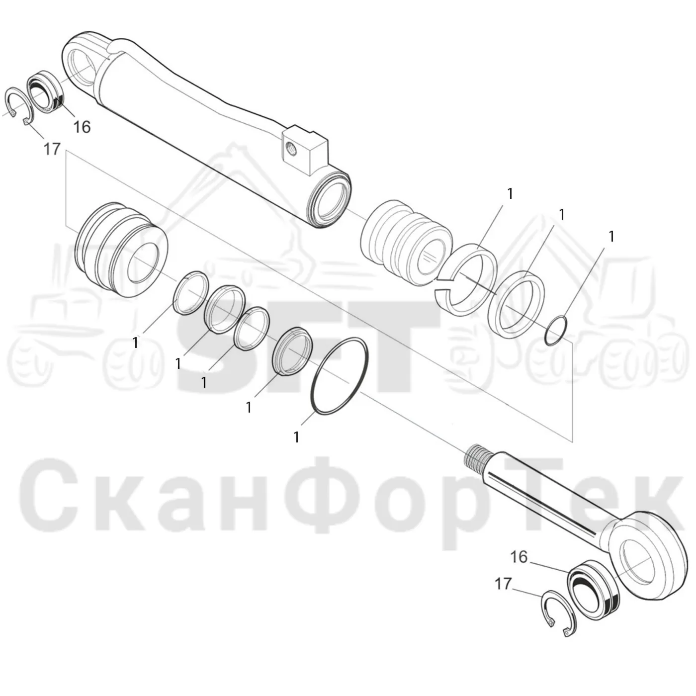 Схема: Комплект запасных частей Цилиндр -11560