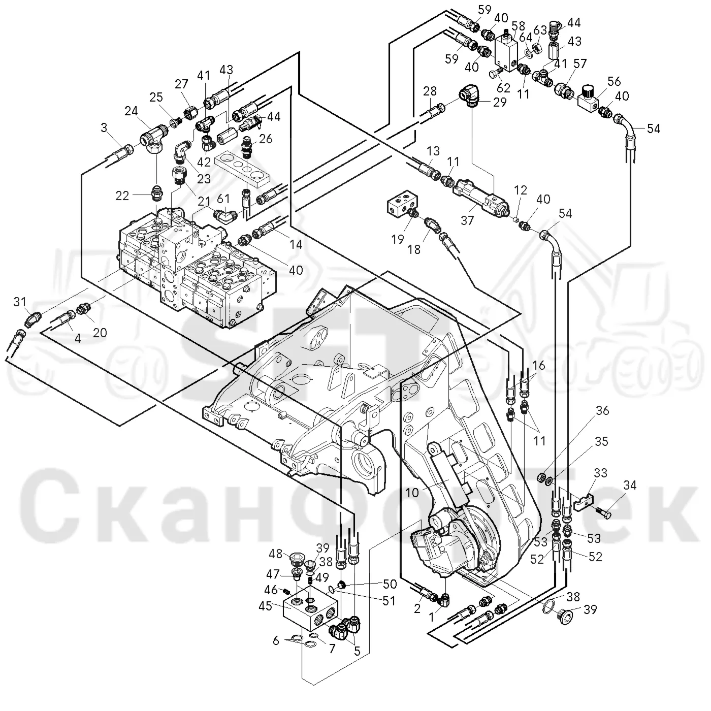 Схема: Cutting unit hydraulics Voac 34-