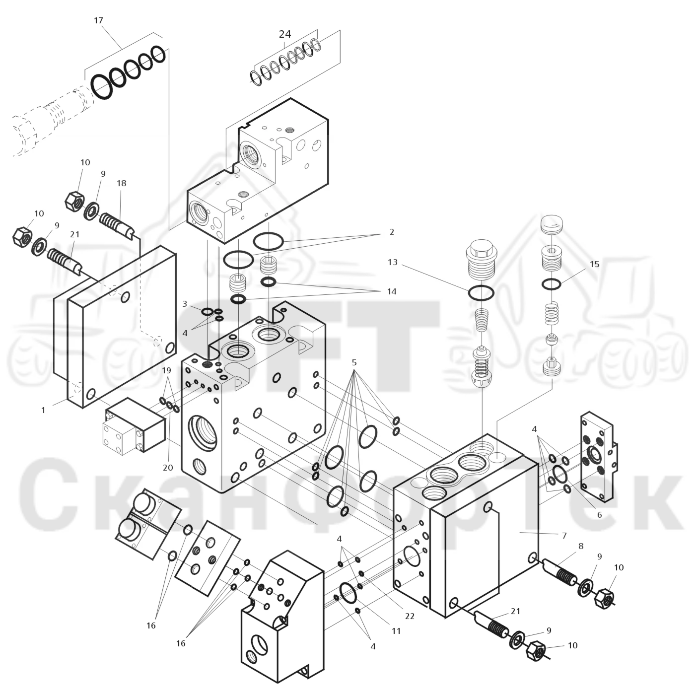 Схема: Комплект уплотнений шасси 34-