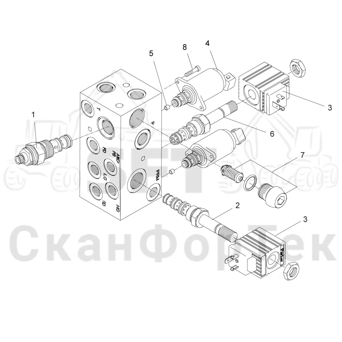 Схема: Клапан обслуживания · Запасные части клапана обслуживания