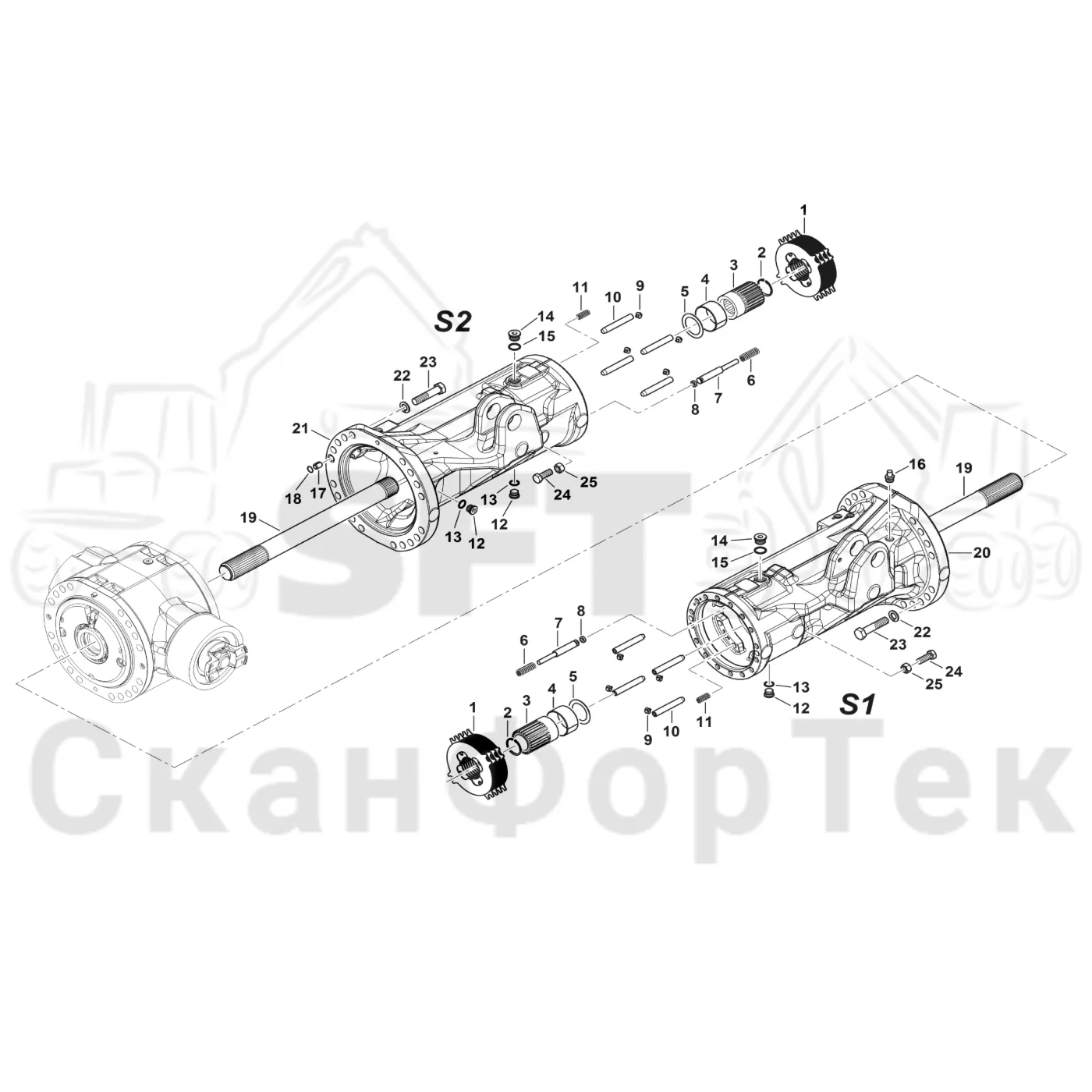 Схема: Картер ведущего моста S2
