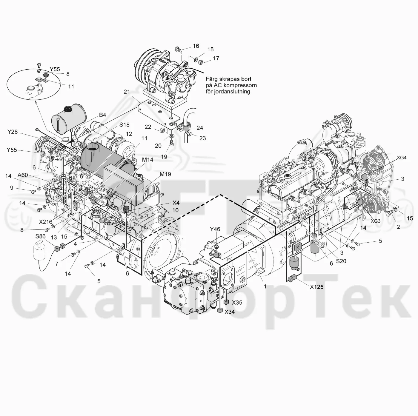 Схема: Комплект кабелей двигателя 9110041381-