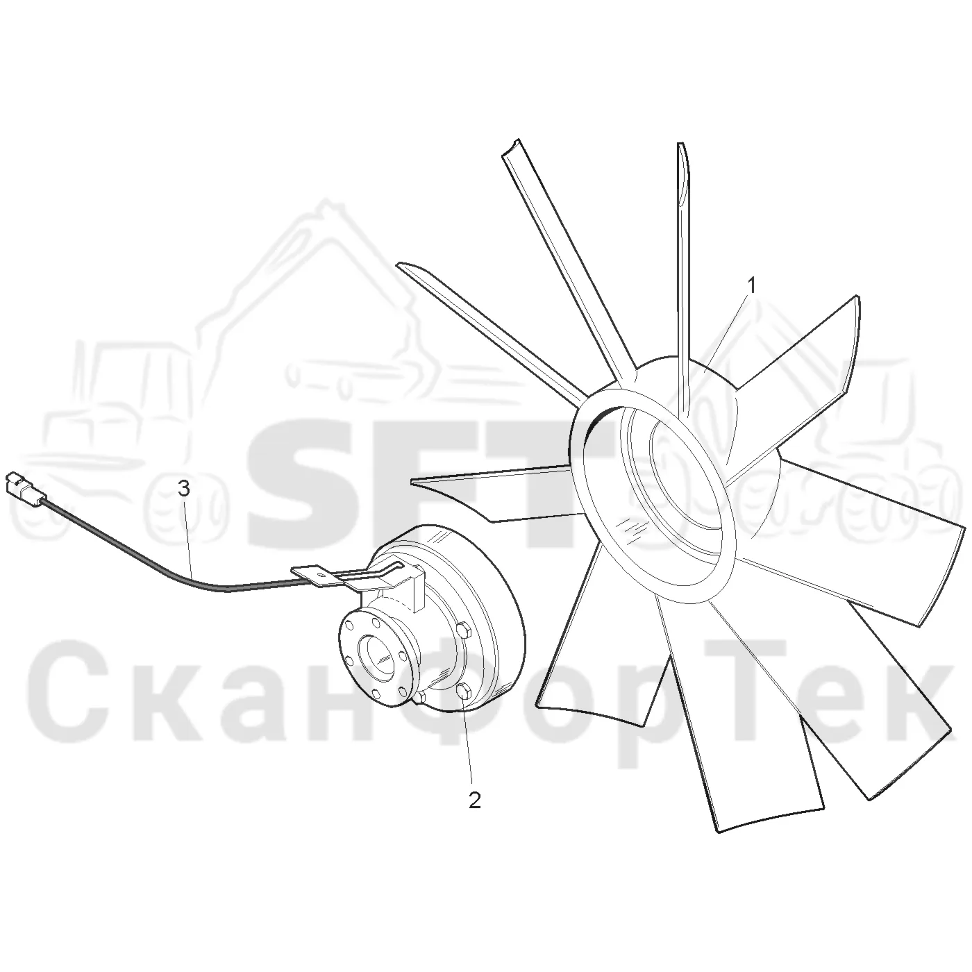 Схема: Fan electric controlled · Вентилятор