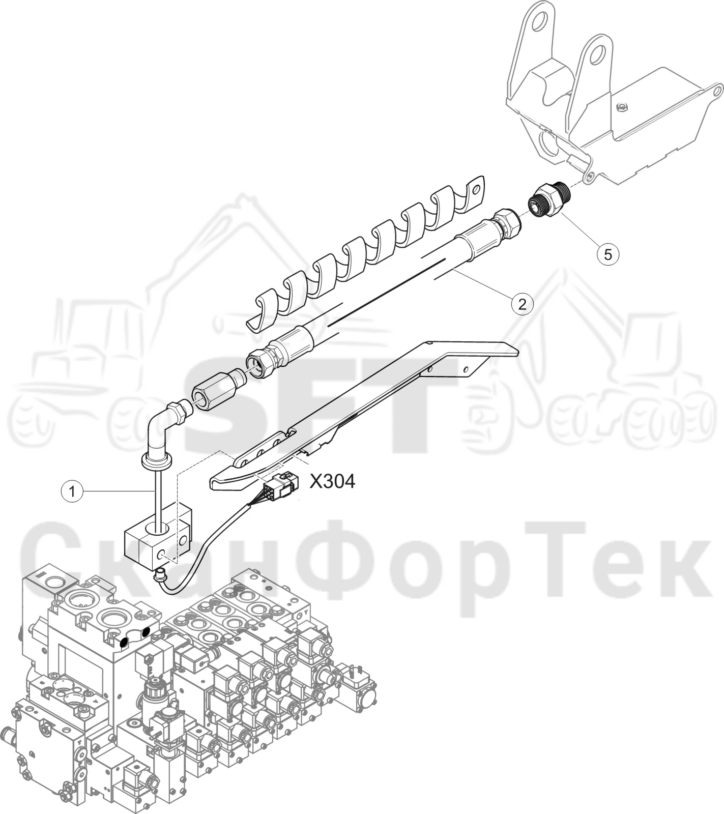 Схема: Гидравлическое оборудование головки подъемного крана CRH 15/18-200H Комплект электрооборудования Габота с несколькими деЂевьями ORFS