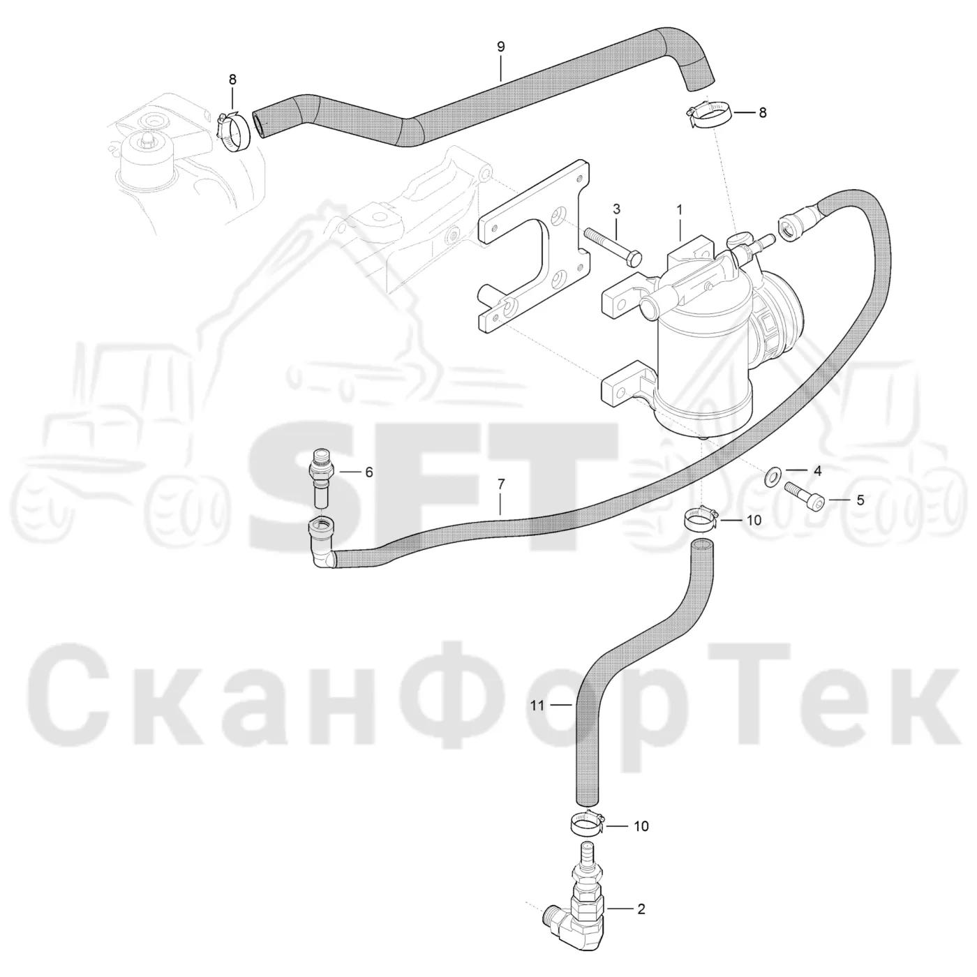 Схема: Сапун картера