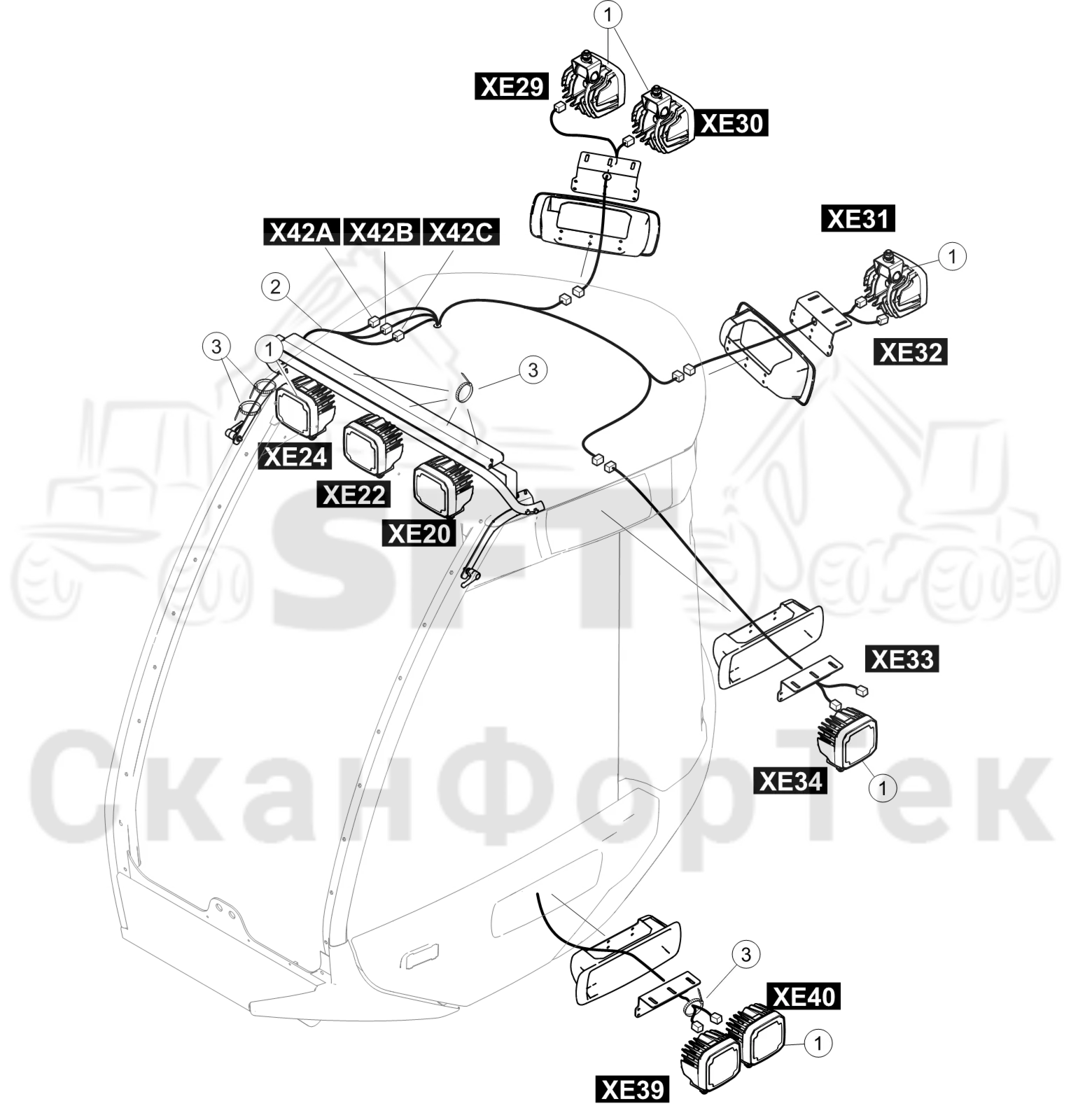 Схема: Рабочие лампы LED 9310033645-