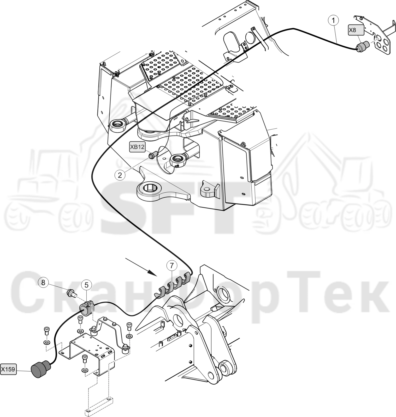 Схема: Комплект кабелей передней рамы