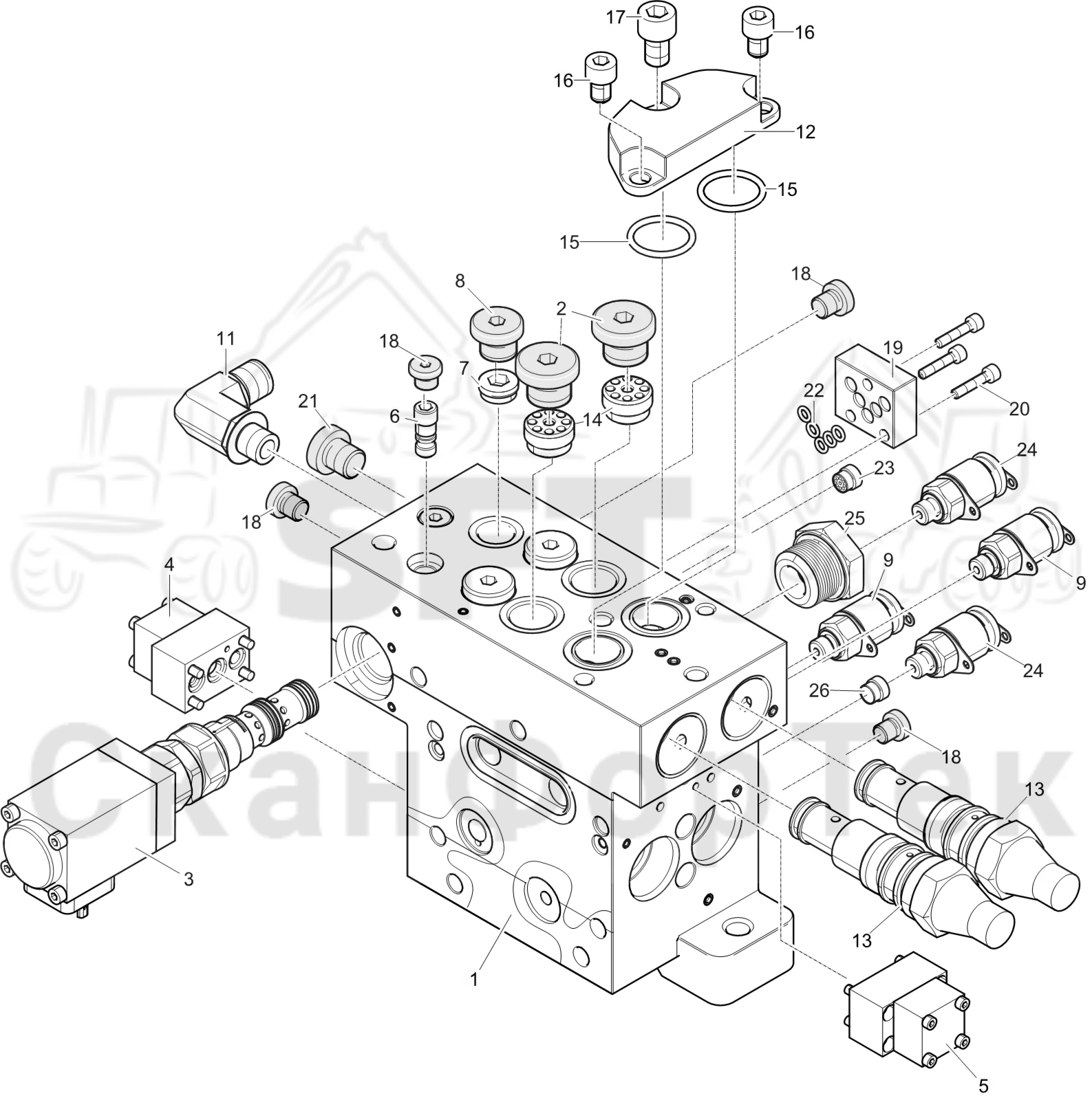 Схема: Торцевая секция без Цветовая маркировка