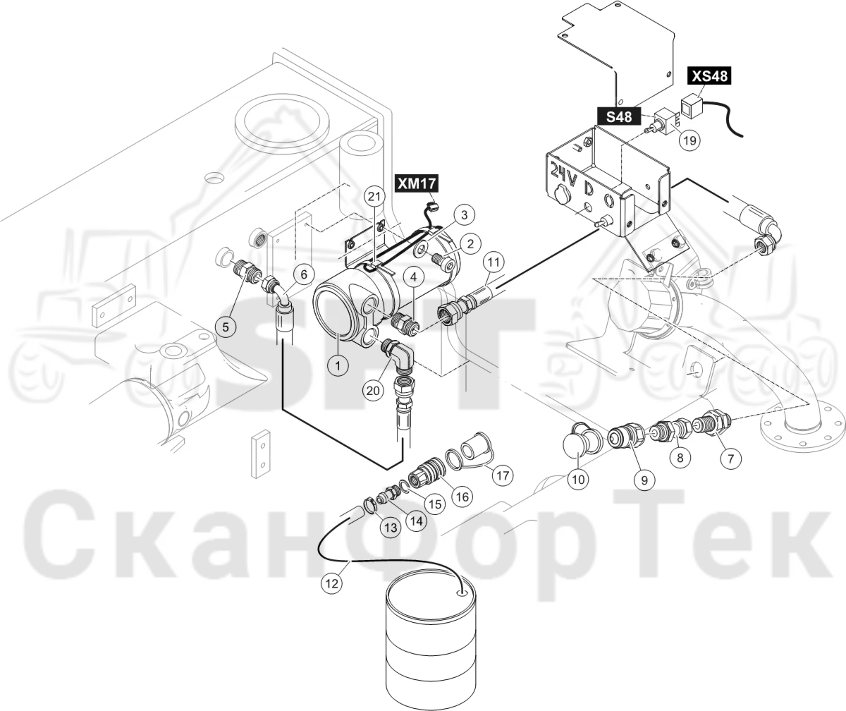 Схема: Топливозаправка электронасосом