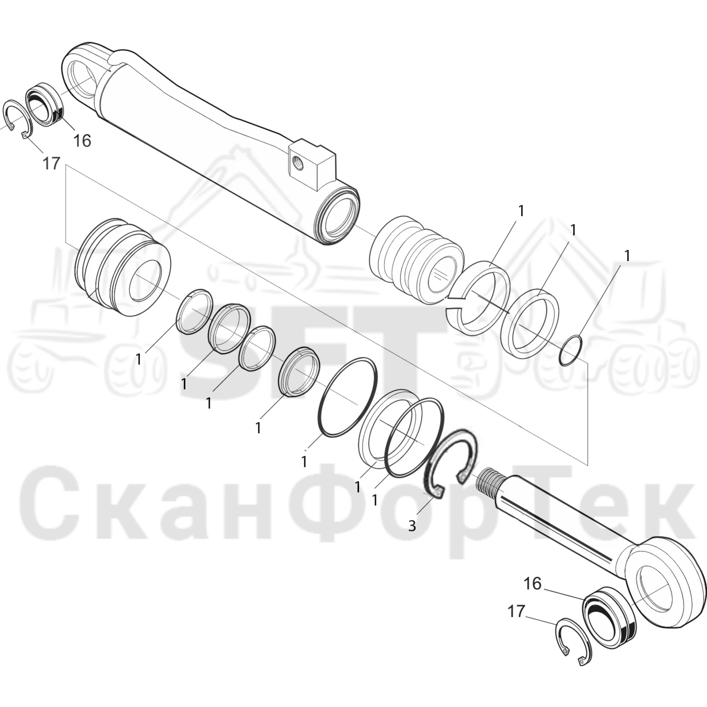 Схема: Гидравлическое оборудование задних сучкорезных ножей