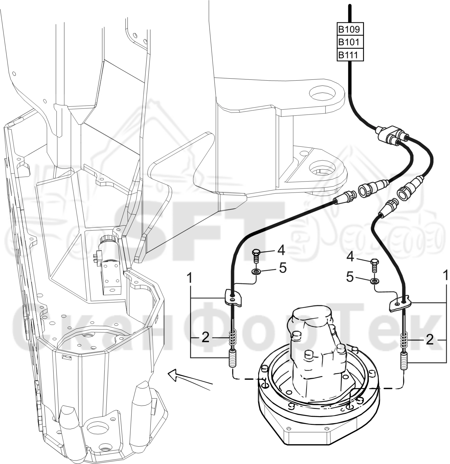 Схема: Управление резкой/руководство Натяжитель цепи