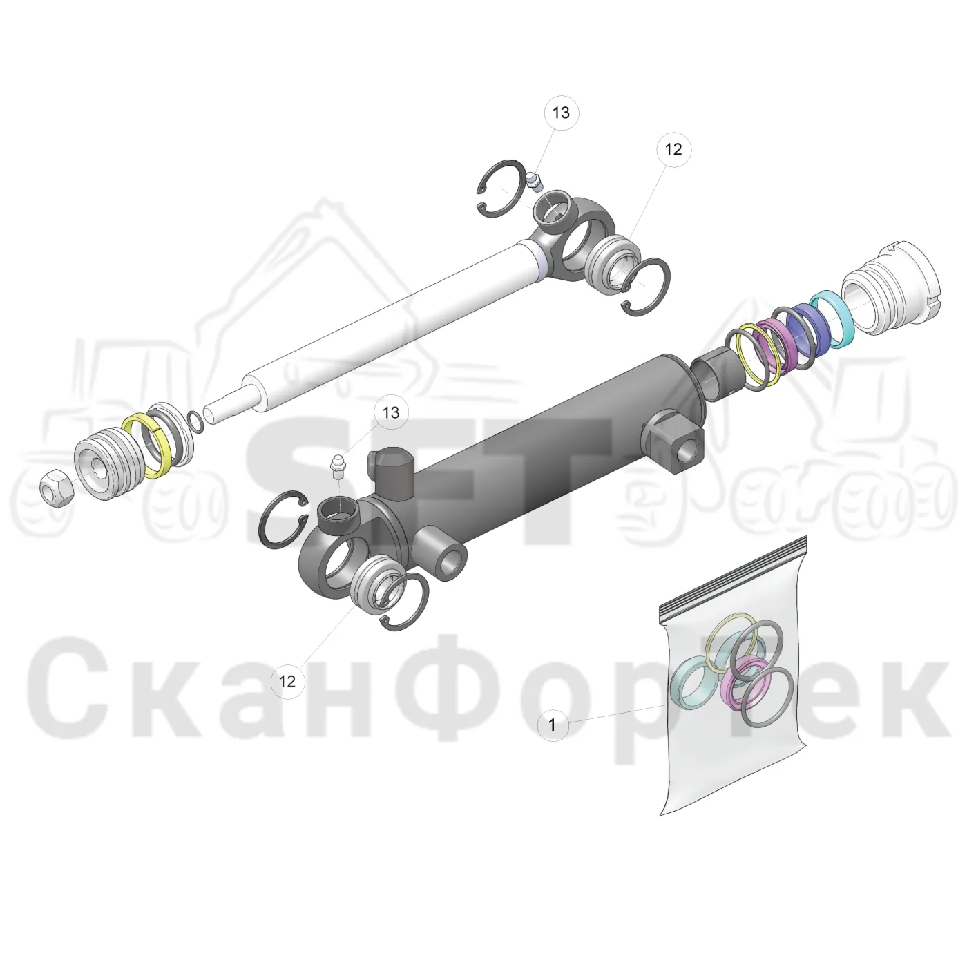 Схема: Запасные части цилиндра 1164026260-