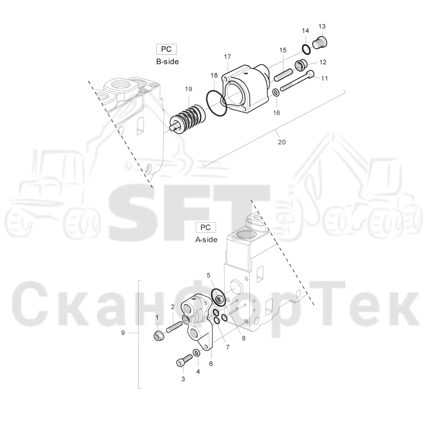 Схема: Секция клапана Подача питания PC K170
