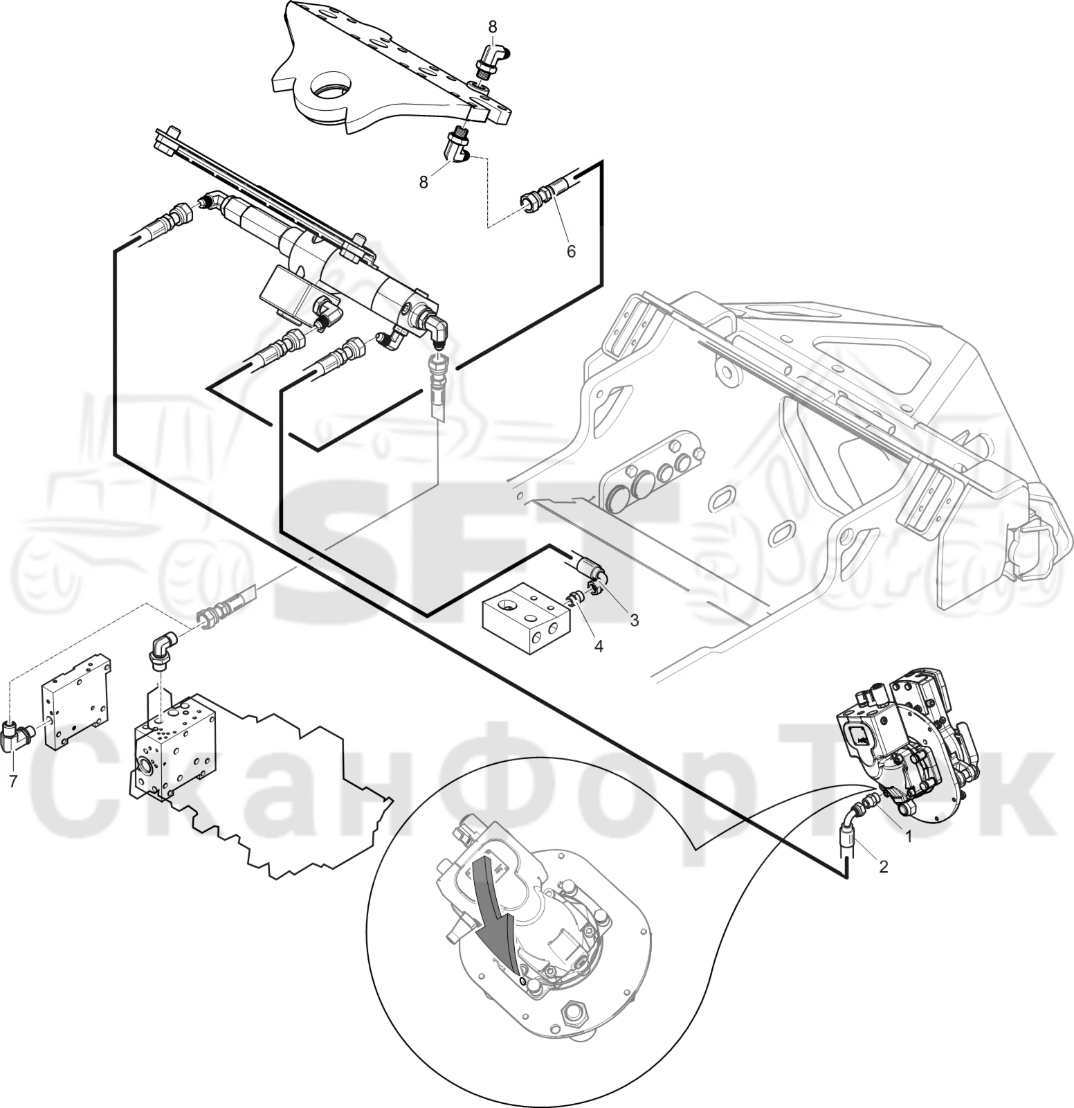 Схема: -2 Масленка Eco системы смазки цепи 3701003475-