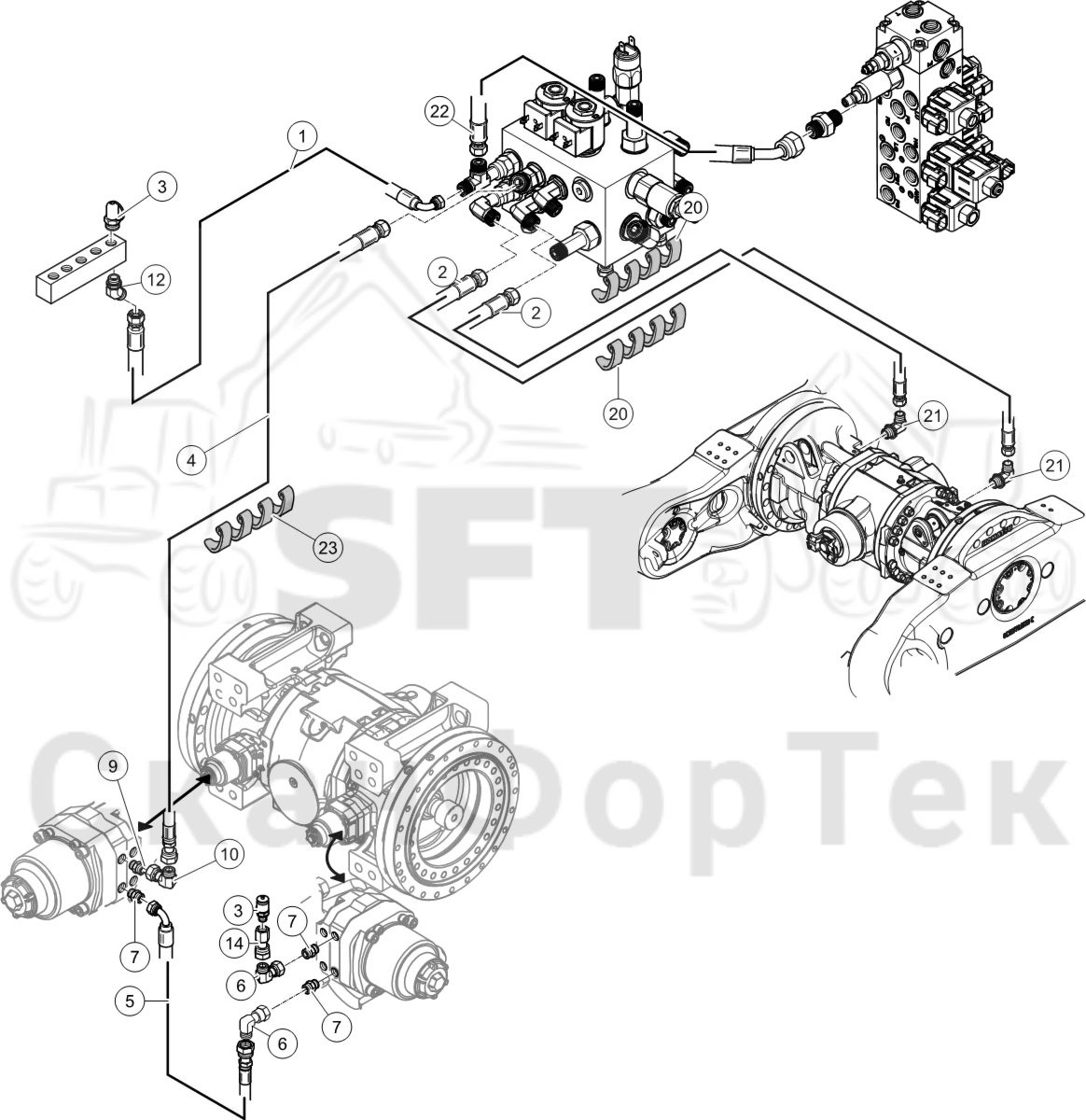 Схема: Гидравлический стояночный тормоз на 8 колес 9313032471-