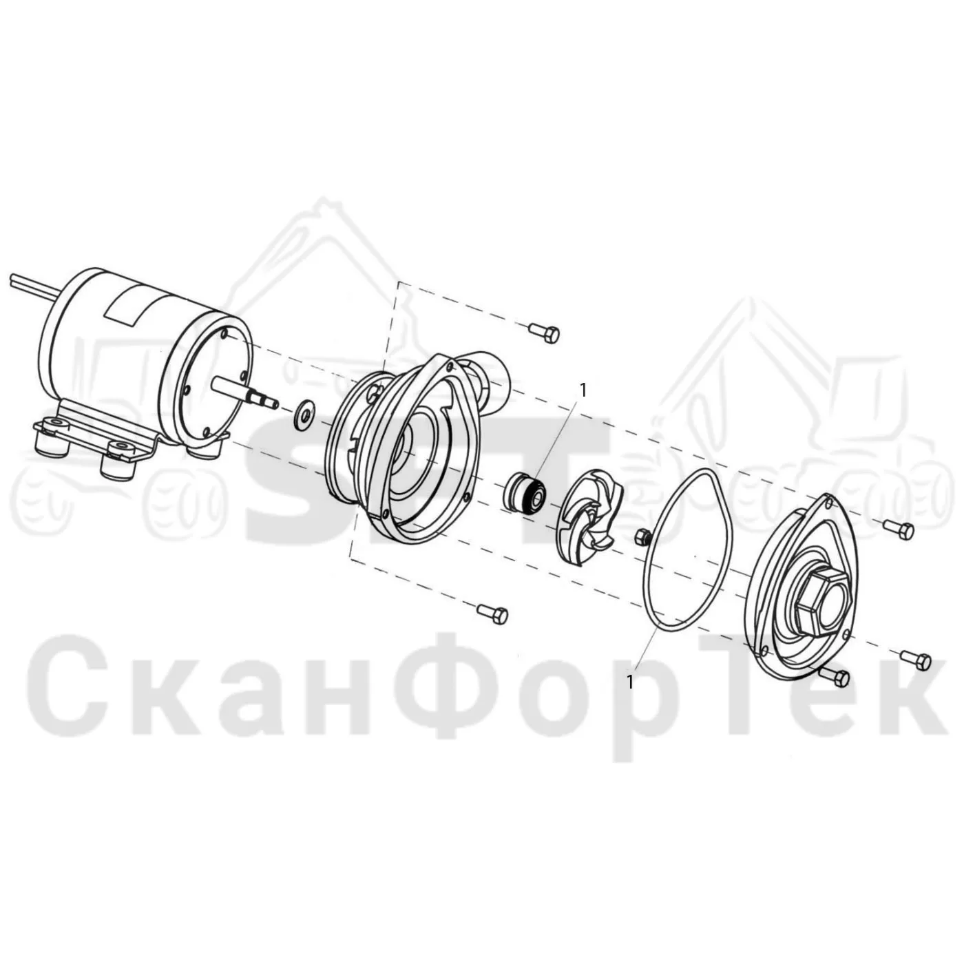 Схема: Корчевка пней · Water pump spare parts