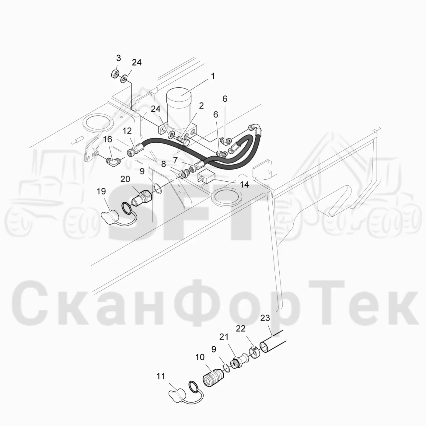 Схема: Топливозаправка электронасосом