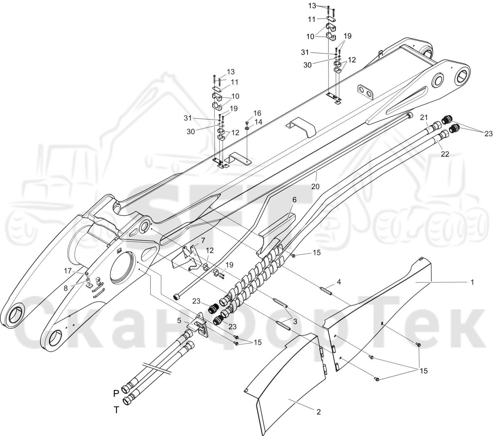 Схема: Основная стрела. Гидравлика 8,​5m 9510004721-