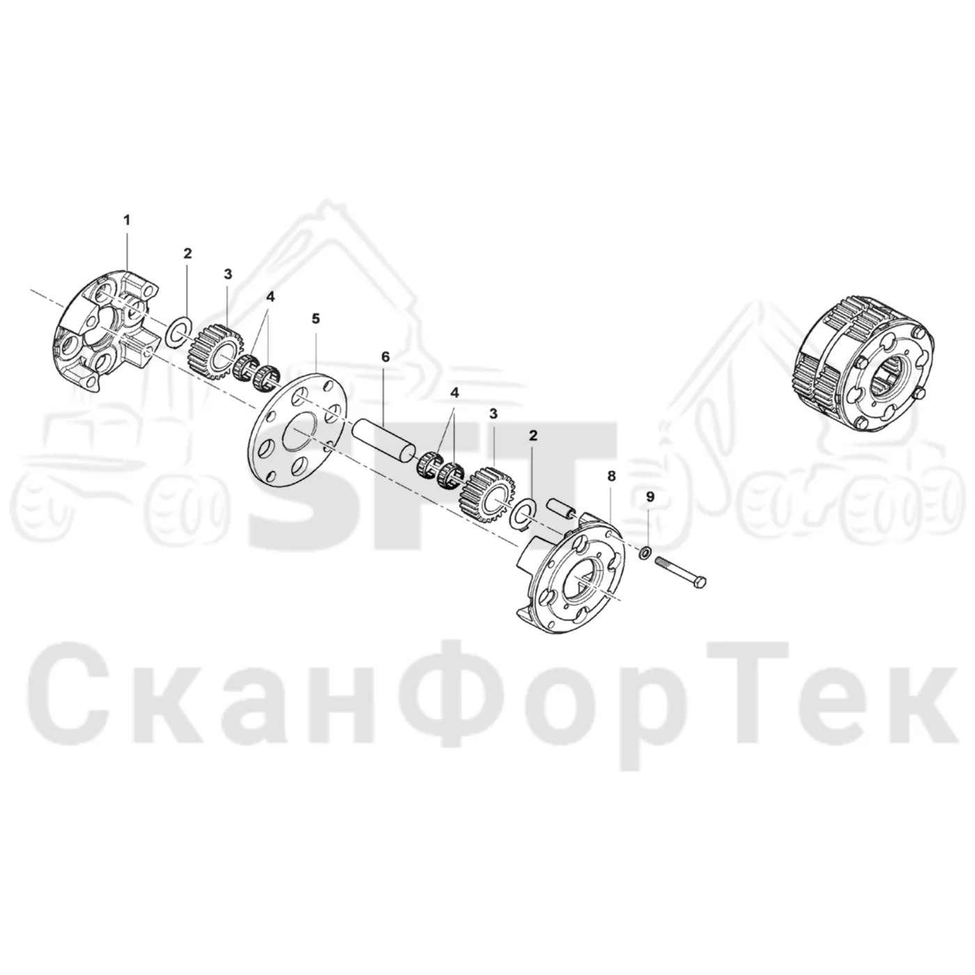 Схема: Сателлит планетарной передачи