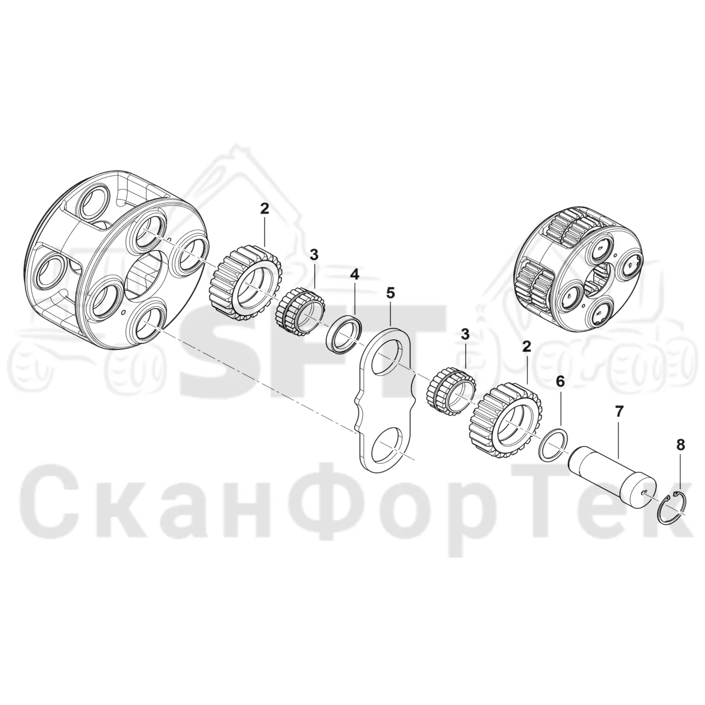 Схема: Сателлит планетарной передачи
