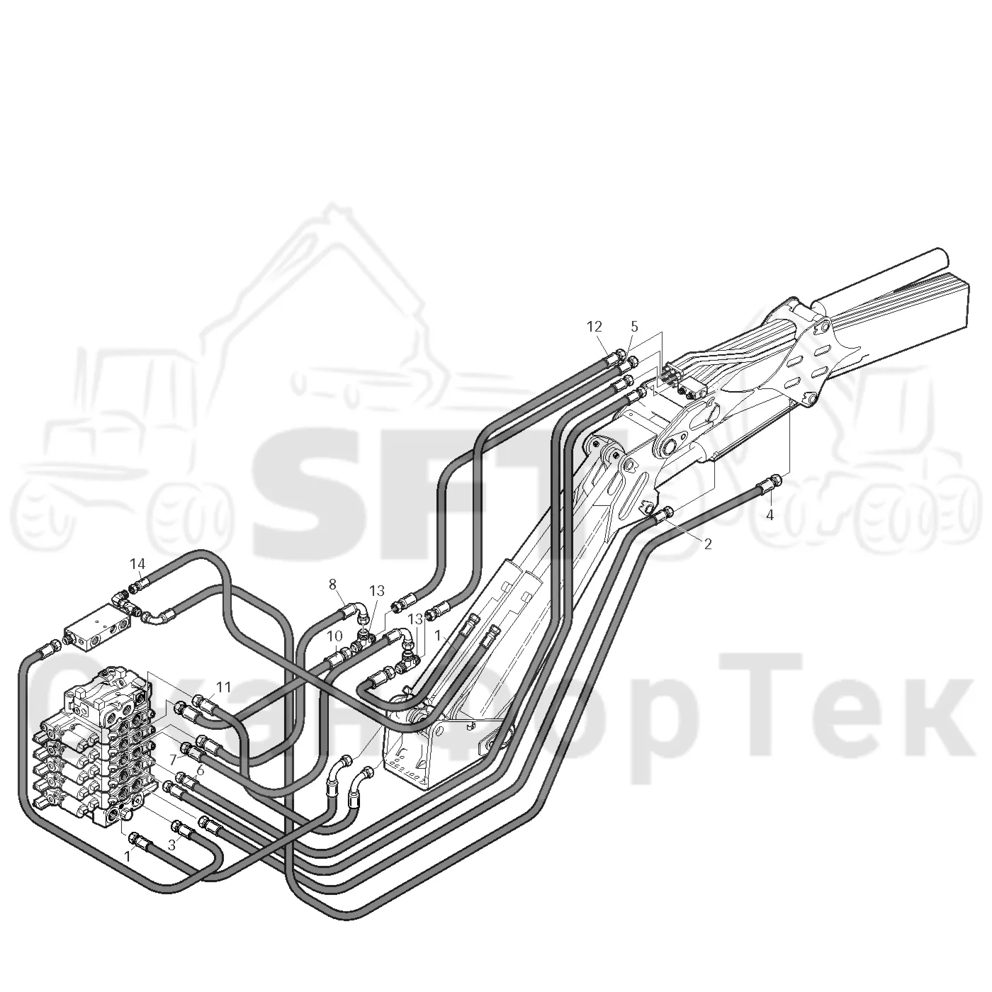 Схема: Hose routing CRH crane