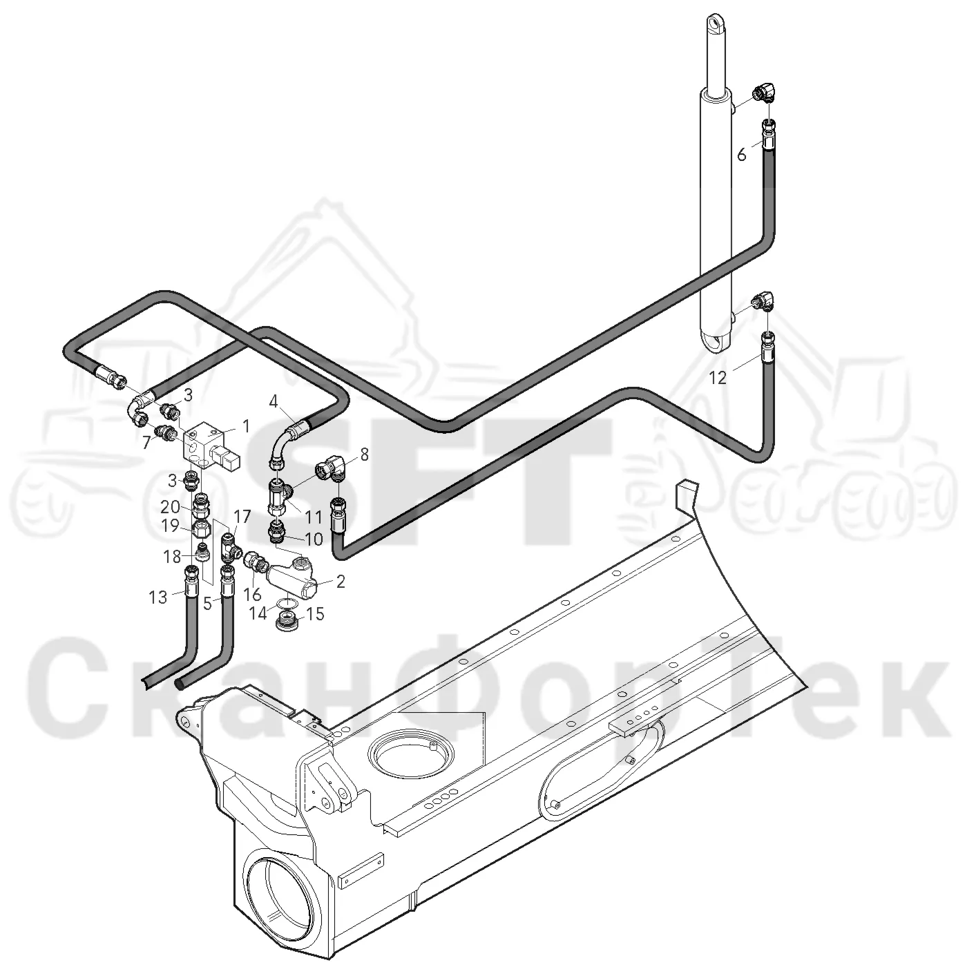 Схема: Gate hydraulic crossload,​ valve