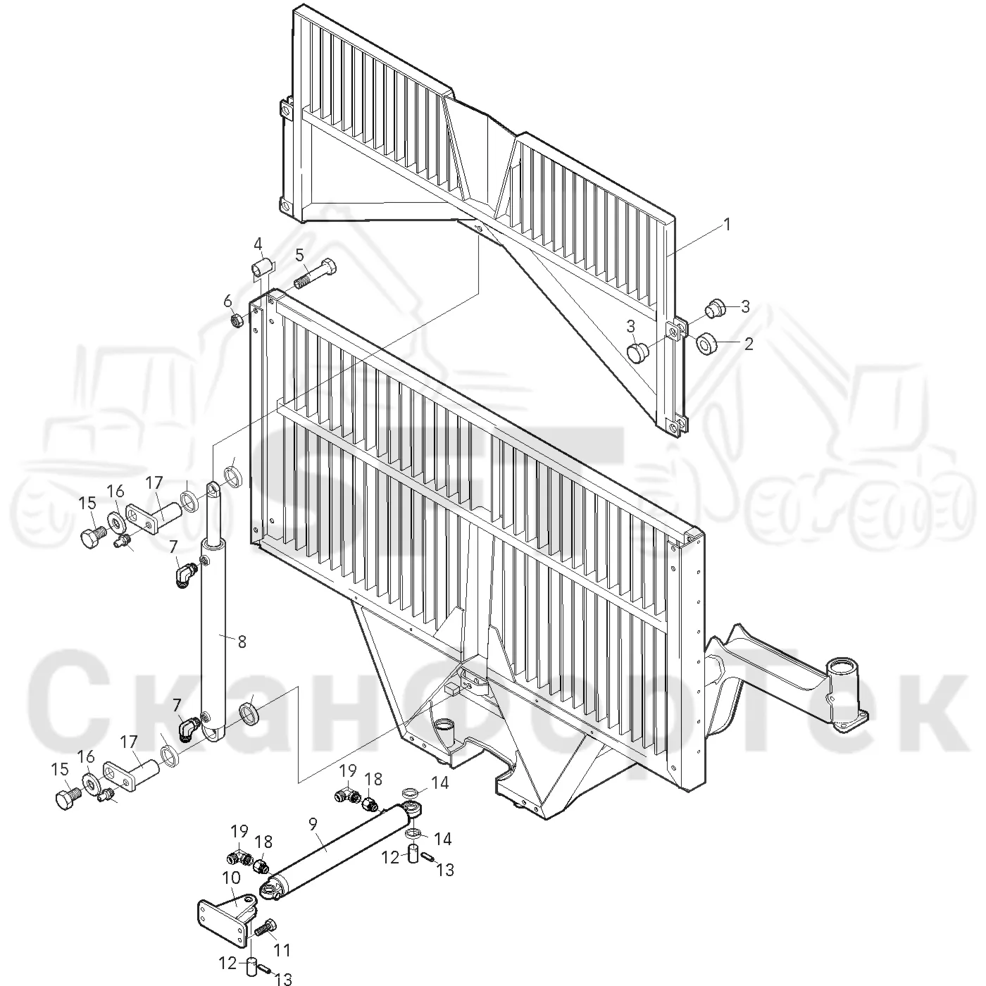 Схема: Гидравлическая перемещаемая решётка