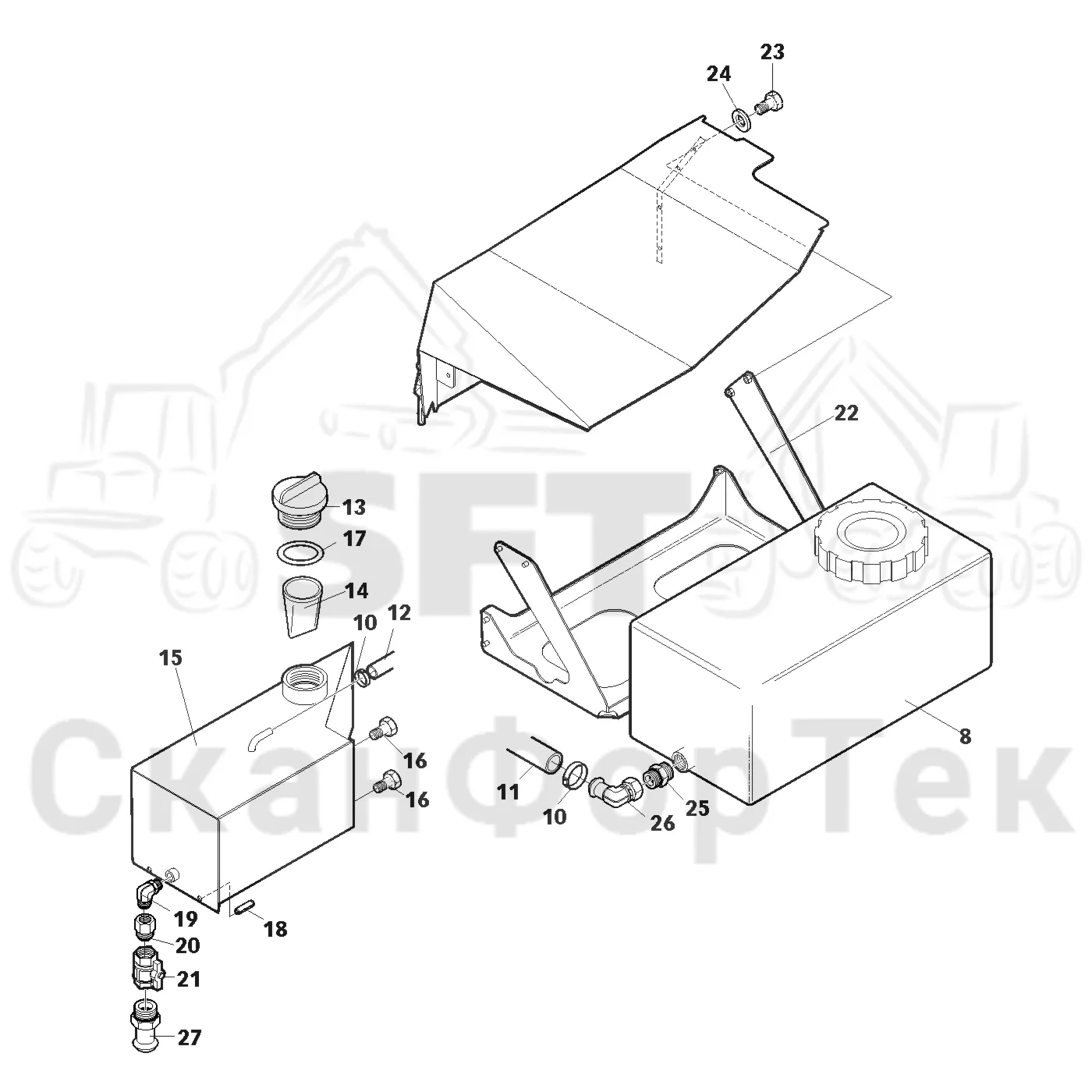 Схема: Stump treatment tank