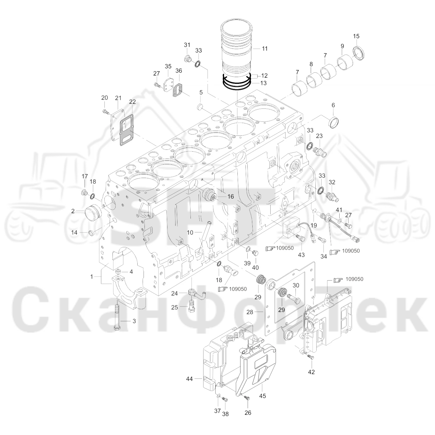 Схема: Блок цилиндров