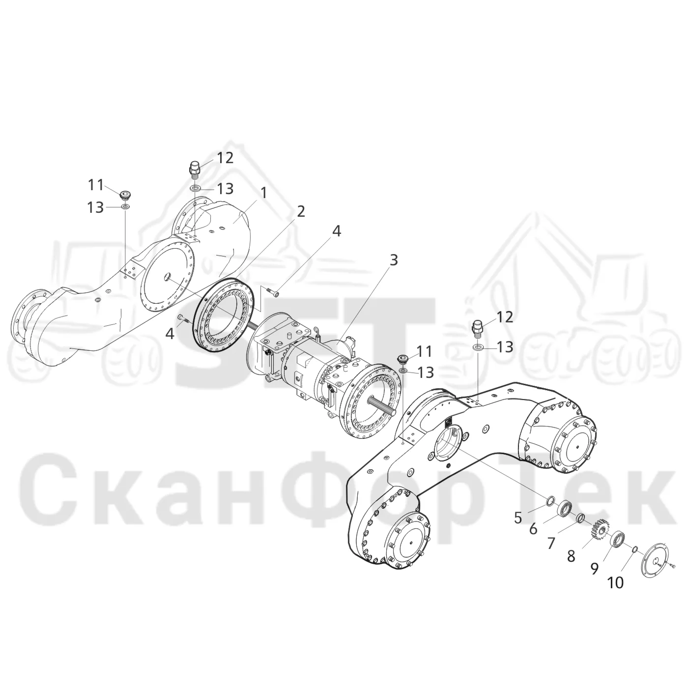 Схема: Каретка с поворотными кольцевыми подшипниками