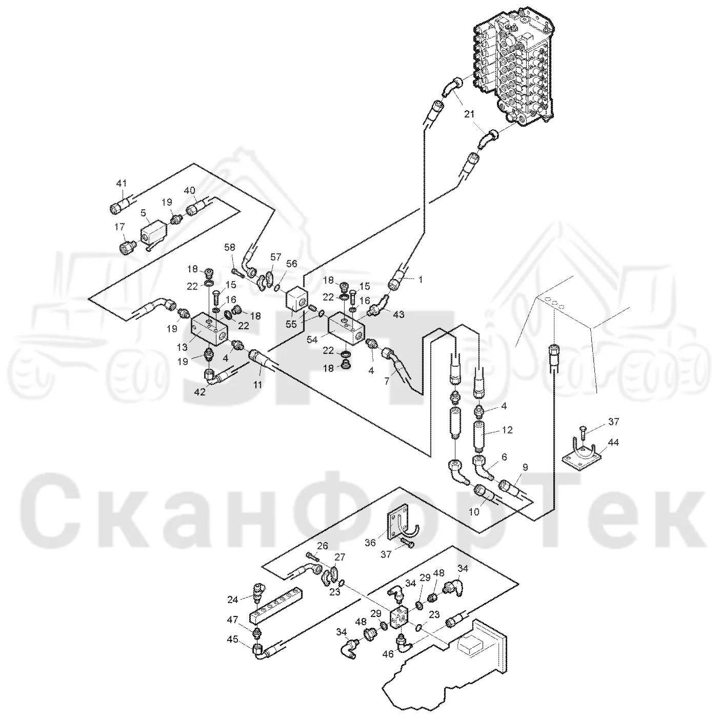 Схема: Система впуска-выпуска CRH 16 crane