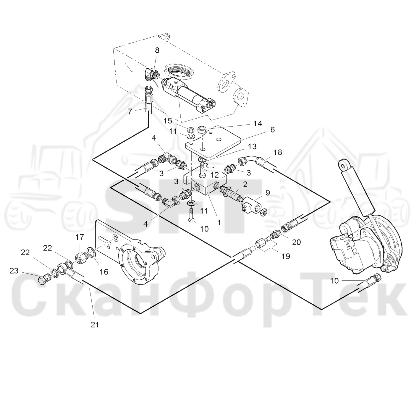 Схема: Chain lubrication hydraulic topsaw 11323-