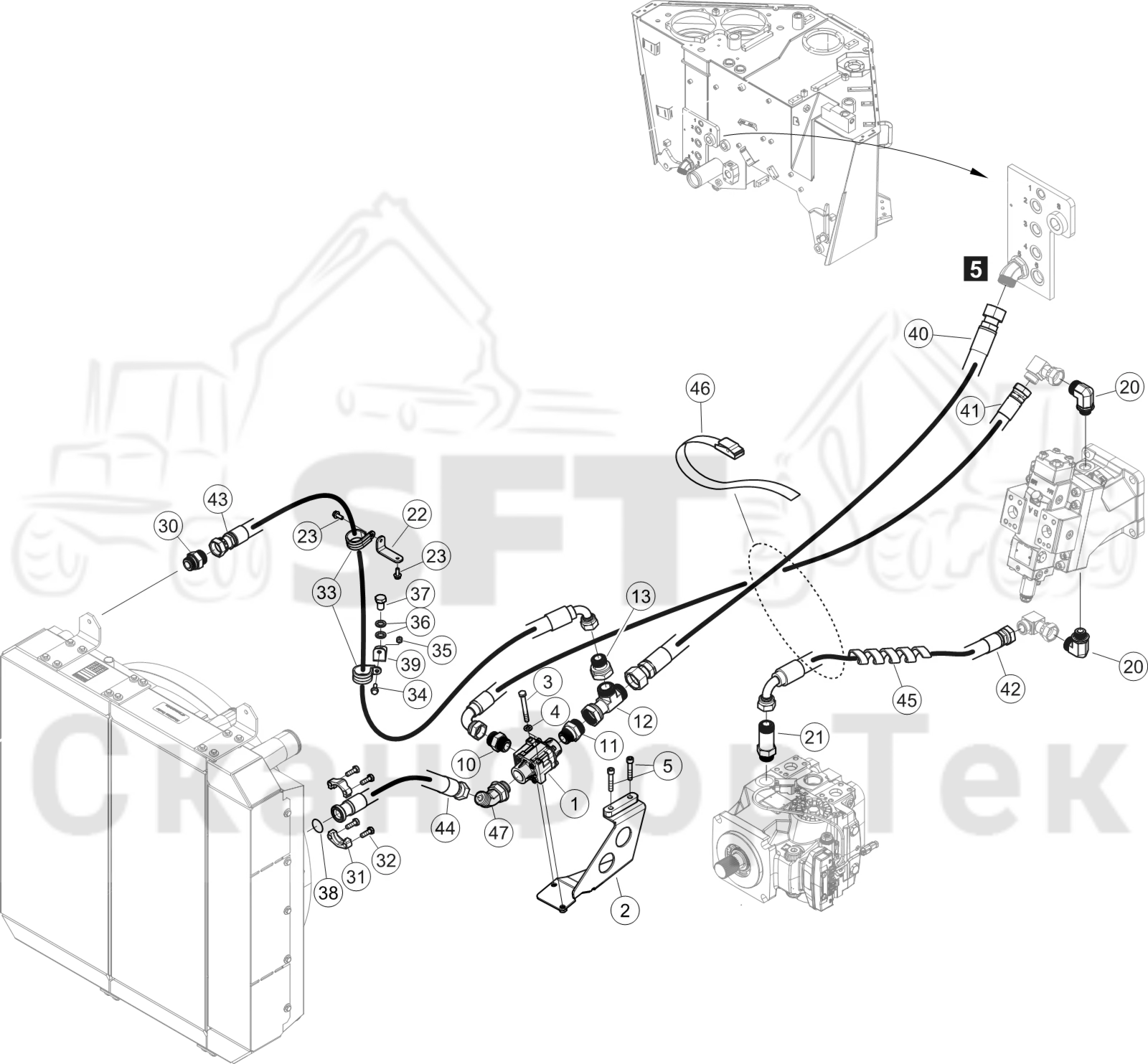Схема: Охлаждение смазочного масла для гидравлических систем STG +250