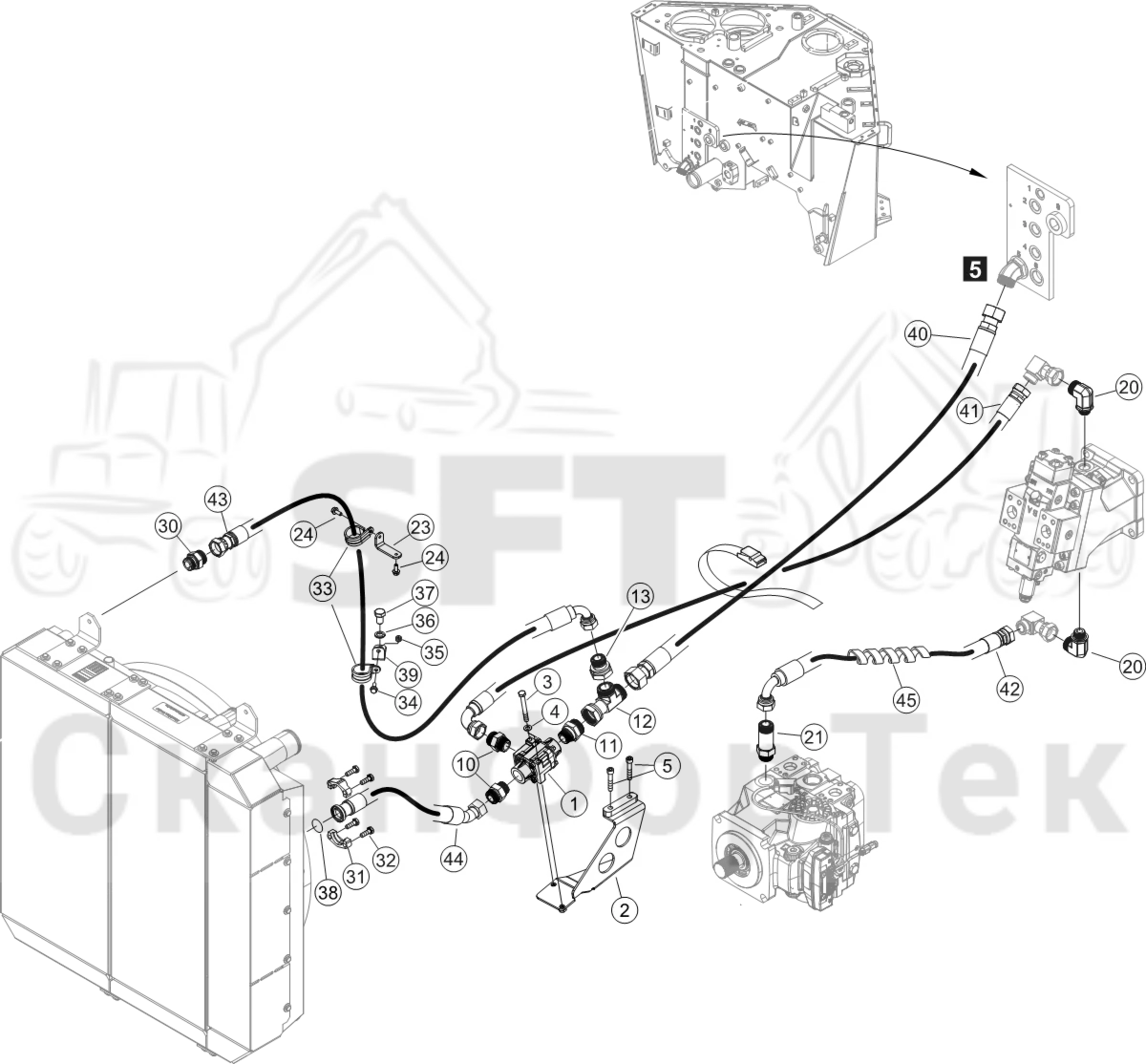 Схема: Охлаждение смазочного масла для гидравлических систем STG