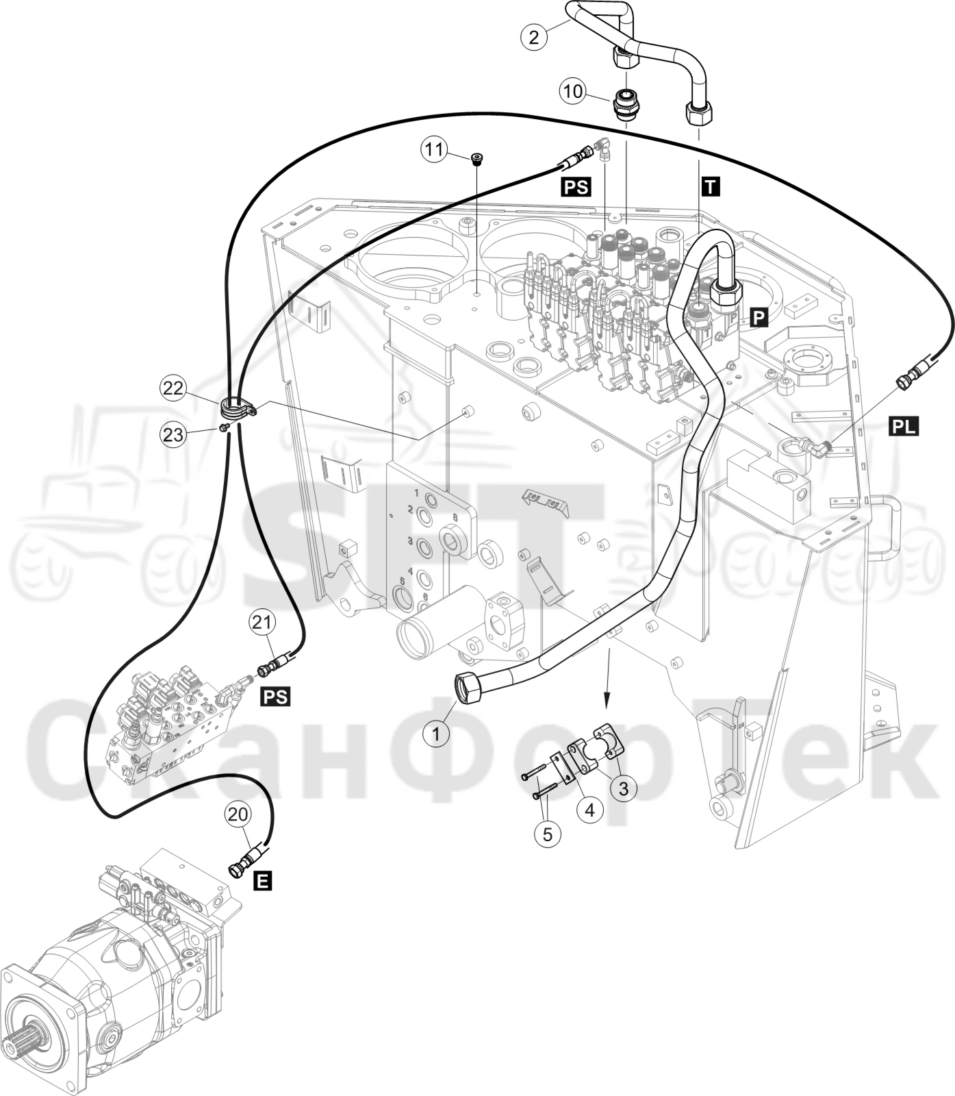 Схема: Подвод шланга SmartFlow 8351010311-