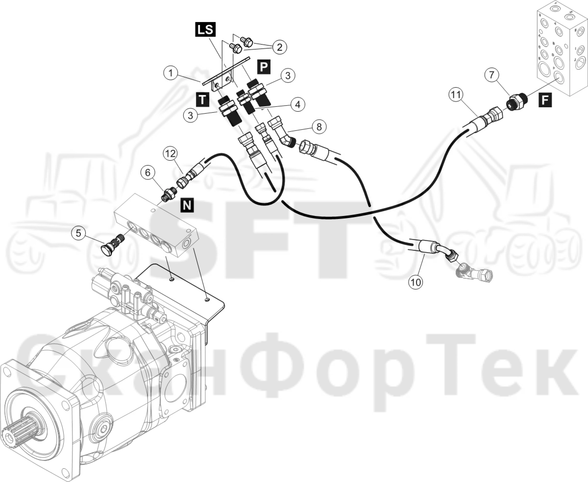 Схема: подвеска Кабина Гидравлика