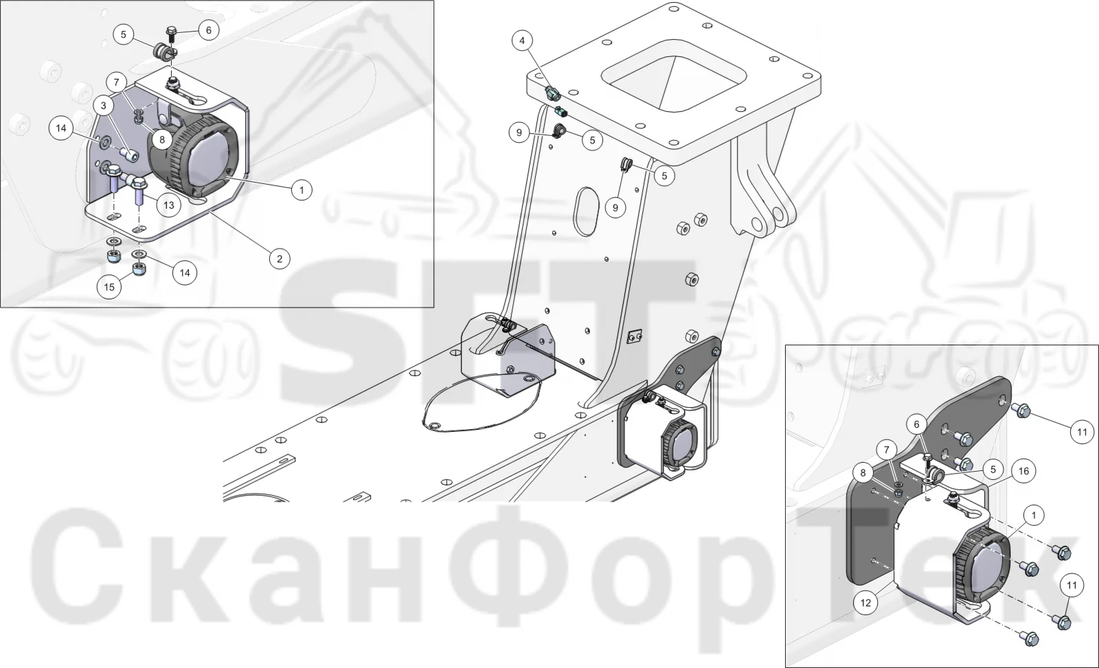 Схема: Рабочие лампы Сочленение,​ cветодиодные  8450000921-