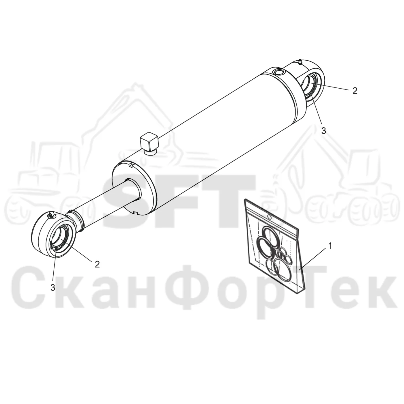 Схема: Сборочный комплект · Запасные части цилиндра