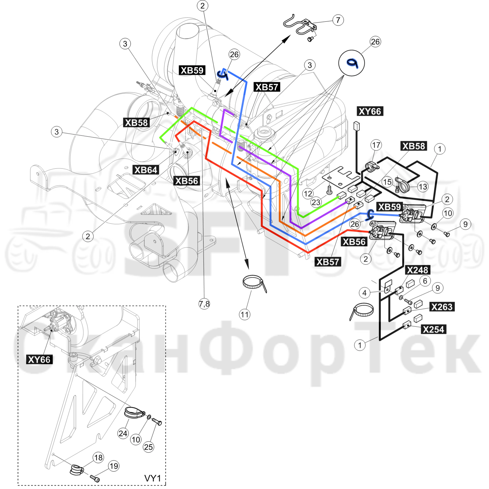Схема: Комплект электрооборудования SCR  8450001055-