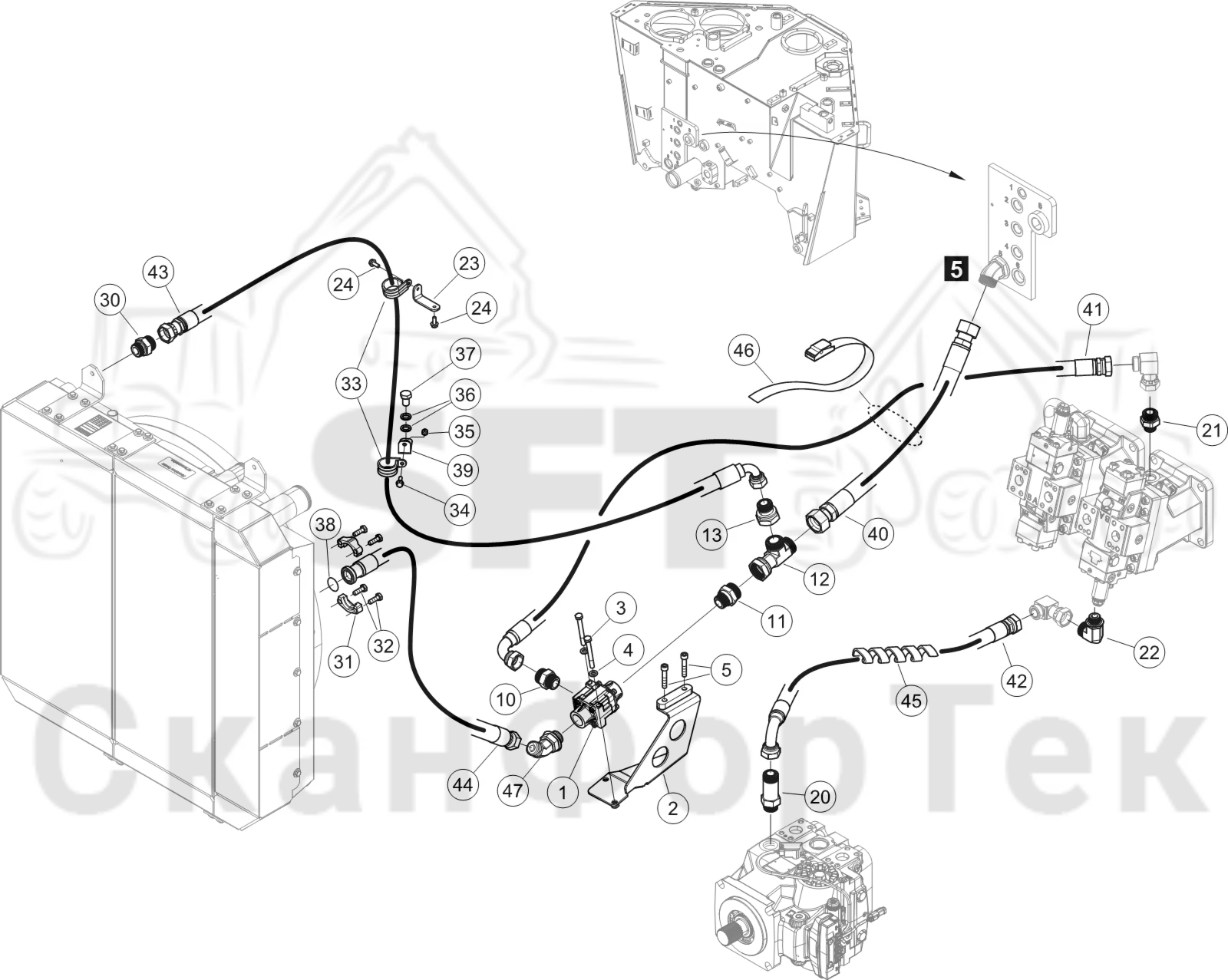 Схема: Охлаждение смазочного масла для гидравлических систем SSG