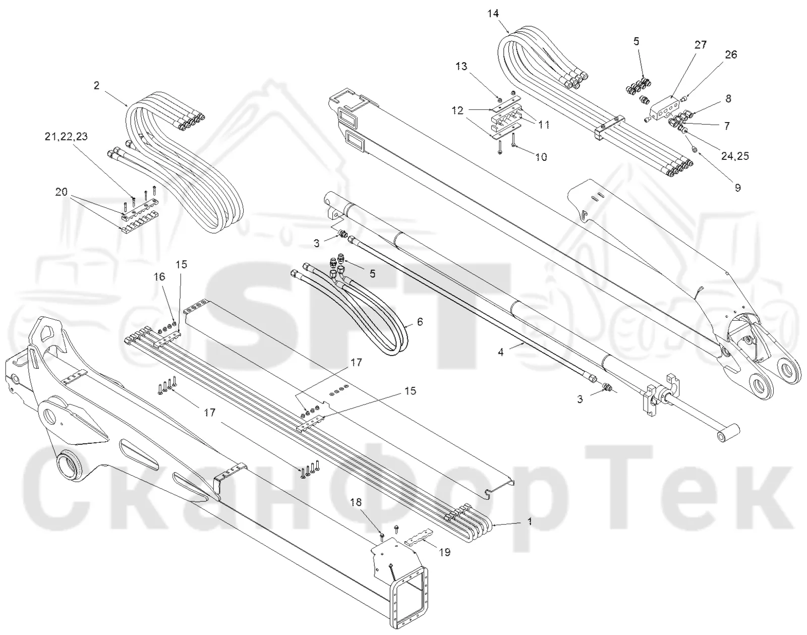 Схема: Трубопроводы и шланги ProTec 7,8 m
