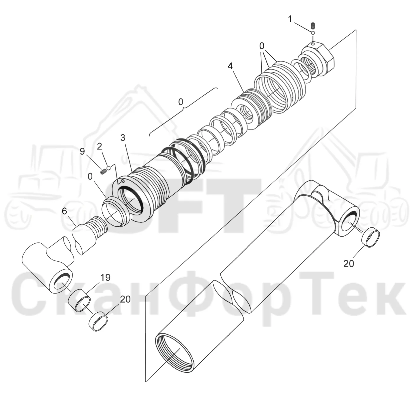 Схема: Подъемный цилиндр CRF 8