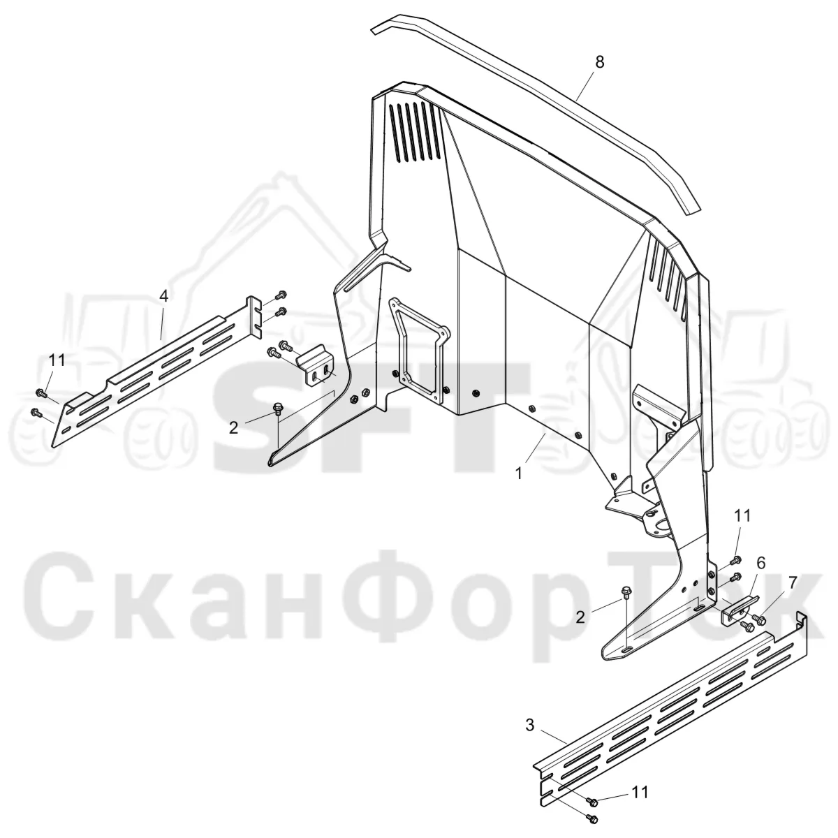 Схема: Капот двигателя Крышка