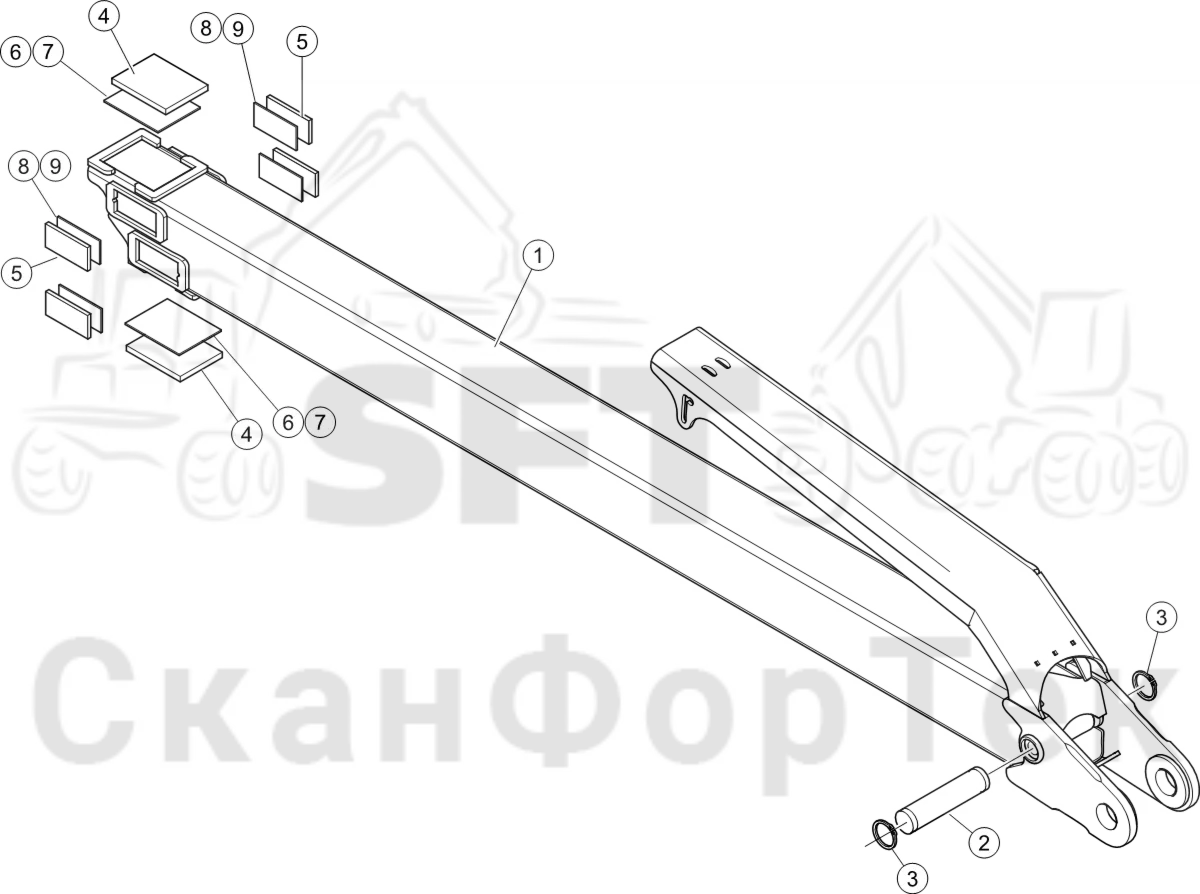 Схема: Telescopic boom 7,​5/8,​5 m