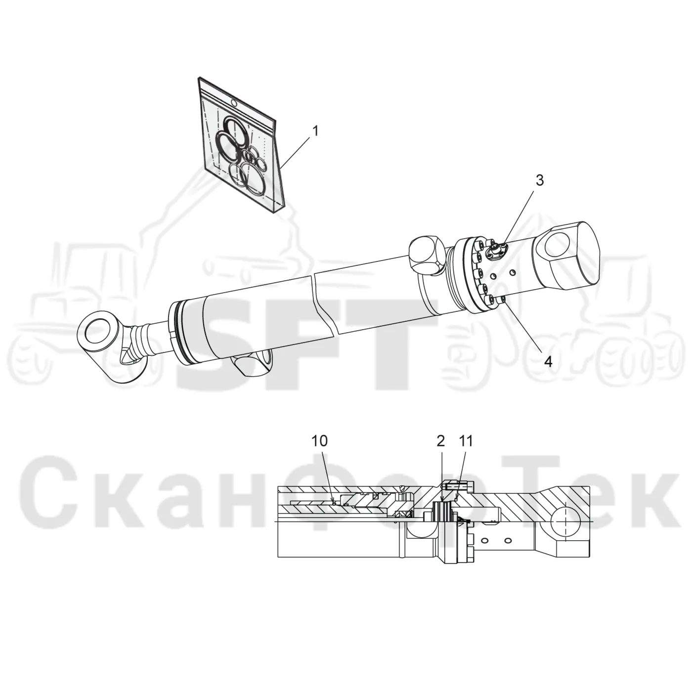 Схема: Телескопический цилиндр/Smart Crane · Запасные части цилиндра