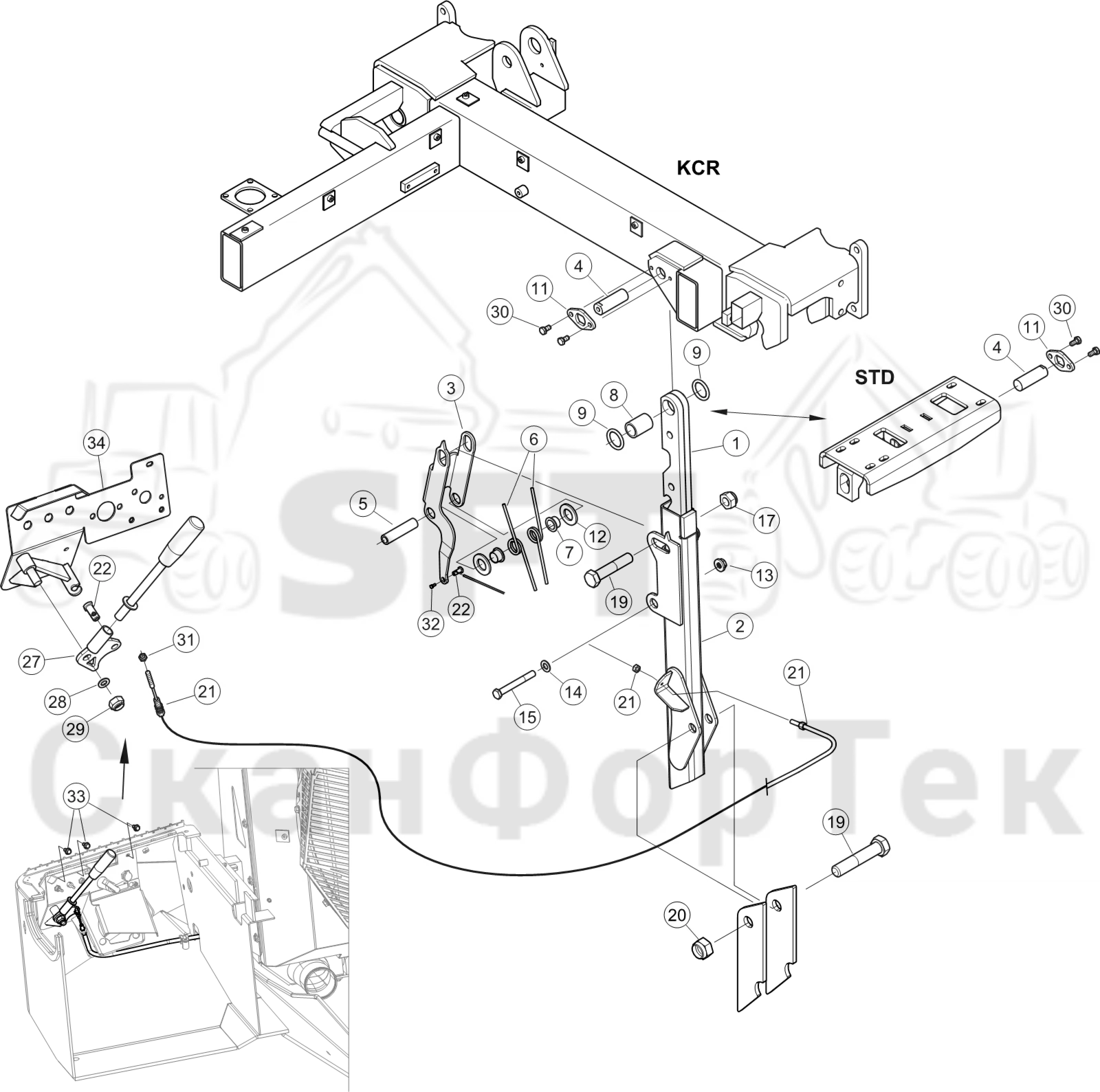 Схема: Стопорный рычаг 8WD